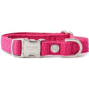 HUGO & HUDSON Tweed Hondenhalsband, luxe verstelbare snelsluiting veiligheidsmetalen gesp, roze, XS