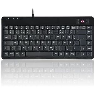 Perixx PERIBOARD-505H PLUS, toetsenbord met trackball en 2 x USB-hub - snoergebonden - 315 x 147 x 21 mm afmetingen - 14 mm trackball - 1,80 meter kabel - QWERTZ DE Layout