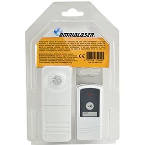 OmniaLaser OL-BELL195 deurbel zonder draad, bereik 50 meter, ook te gebruiken als taille of alarmsysteem, beschermingsklasse IP44, wit