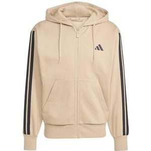 adidas Heren ESSENTIAL THREE STRIPES FLEECE ZIPPER HOODIE, warm sandstone/black, S