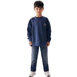 LTB Jeans Sweatshirts voor jongens Tayege Regular Casual pullover lange mouwen met ronde hals om over te trekken, 100% katoen in blauw - maat 104 cm, Dress Blues 12985, 104 cm