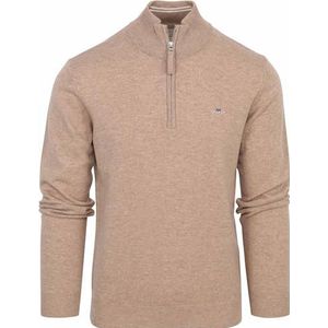 GANT Superfijne lamswol, halve rits, Dk. Sand Melange, 3XL