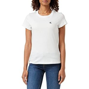 Calvin Klein Jeans Ck Embroidery Slim T-shirt voor dames, Wit, XXS
