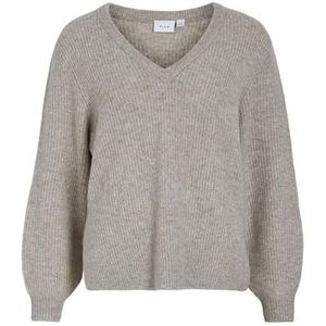 VIBELUNA V-hals REV L/S Knit Top - NOOS, Natural Melange, XS