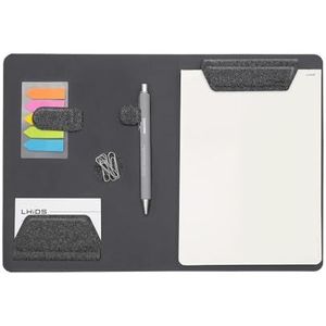 LHiDS Creatieve magnetische zakelijke portfolio CV Padfolio Organizer, A5 map met klembord, paperclip, schrijfblok, magnetische sluiting voor werk, school en meer, zwart