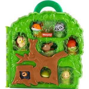 Fisher-Price Little People HWB29 Draagbare etui, bosvrienden, speelset met dierenfiguren voor imitatie, speelgoed voor jongens en meisjes, vanaf 1 jaar, HWB29