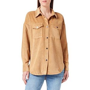 Koton Dames oversized shirt pocket snap button, Beige (050), 38