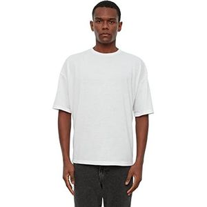 Trendyol Heren Oversize Standaard Crew Neck Knit T-Shirt hemd, Wit, S Heren, Wit., S