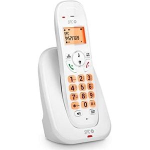 SPC Kairo draadloze telefoon, toetsen en display, verlicht, oproepherkenning, gap-compatibiliteit, eco-modus, oproepvergrendeling, handsfree, afsprakenplanner voor 30 contacten, wit