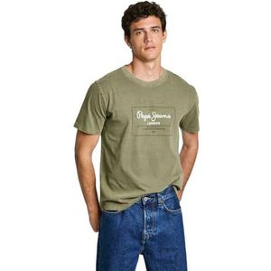 Pepe Jeans Heren Simon Tee, T-shirt, groen, XS, Groen (Safari Groen), XS