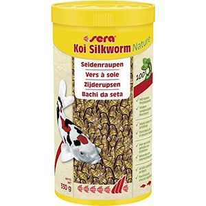 sera 07145 KOI Nature 1000 ml natuurlijke lekkernijen van 100% zacht gedroogde zijderupsen als koivoer- of power snack met een hoog eiwitgehalte voor Koi in het warme seizoen (vanaf 15 °C).