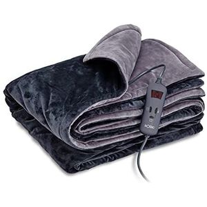 Solac CT8608 Reikiavik Elektrische deken, dubbel, 180 W, 10 temperaturen, flanellen deken, afneembare stekker, machinewasbaar, timer 9 uur, oververhittingsbeveiliging, 140 x 180 cm
