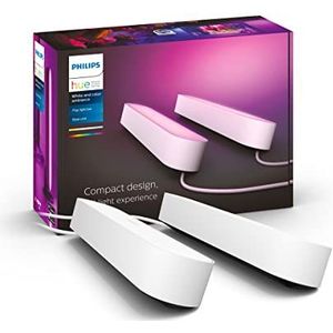 Philips Hue Play Tafellamp 2-Pack Basis Set - Duurzame LED Verlichting - Wit en Gekleurd Licht - Dimbaar - Verbind met Hue Bridge - Werkt met Alexa en Google Home - Wit