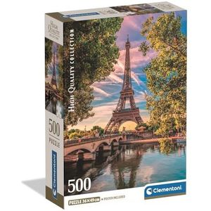 Clementoni - Puzzel met 500 stukjes voor volwassenen en jongeren, collectie, thema Along the Seine, illustratie Senna en Eiffeltoren, compacte doos met poster, Made in Italy, 49 x 36 cm, 35598