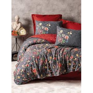 Nuit Des Rêves Premium Ranforce Double Quilt Cover Set (200x200 cm), Claret Red en Dark Grey | 100% katoen, reactieve print, machinewasbaar, 2 kussenslopen inbegrepen