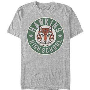 Netflix Stranger Things - Hawkins High Tiger Emblem Men's Crew neck T-Shirt Heather grey 2XL