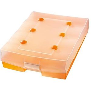 HAN CROCO DUO, archiefbox hoogwaardige archiefdoos voor maximaal 2.200 DIN A8-kaarten, inclusief A-Z-register en 8 steunplaten, 998-613, doorschijnend oranje