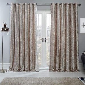 Sienna Home Collection Volledig gevoerde gordijnen met ringen, 1 paar, Siena, pannefluweel, polyester, natuurlijke champagne-beige, b x l: 168 x 137 cm, gemalen fluweel