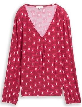 Tom Tailor - Loose Fit Shirt - Viscosemix - Lange Mouwen - All-over Motief