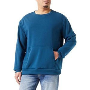 Mo Athlsr Gebreid sweatshirt voor heren met ronde hals polyester donker turkoois maat XL, donker-turquoise, XL
