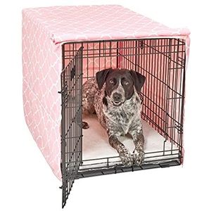 New World Huisdierproducten, hondenkennelhoes met teflon, stof beschermer, hondenkennelhoes geschikt voor Midwest hondenkennels van 91,44 cm, roze ontwerppatroon