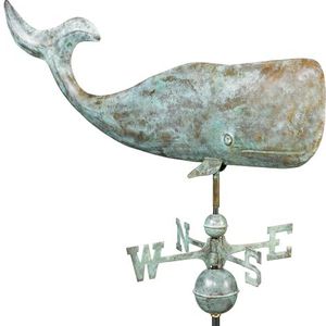 Good Directions 37"" Walvis windwijzer, blauw Verde koper, nautisch, Patina