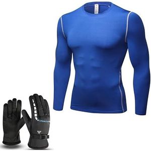 Taille 41,2 cm Blauwe panty voor heren Trainingskleding Zweet sneldrogende kleding-Outdoor Zwarte handschoenen Winter winddicht voor mannen en vrouwen