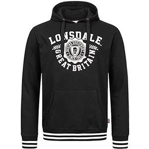Lonsdale Daccombe sweatshirt met capuchon voor heren, zwart/wit, S