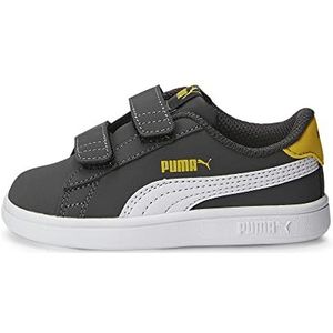 PUMA Smash V2 Buck V Inf Sneakers voor kinderen, uniseks, Asfalt PUMA White Pelé Yellow, 34 EU