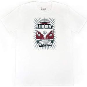 BRISA VW Collection Volkswagen T1 Bus Transporter T-shirt Uniseks (M) - Samba Strepen/Rood&Wit