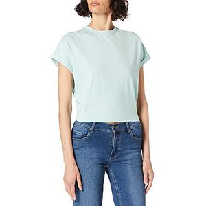 Urban Classics Dames T-Shirt Ladies Short Pigment Dye Cut On Sleeve Tee, top voor vrouwen in vele kleuren, maten XS - 5XL, seablue, 4XL