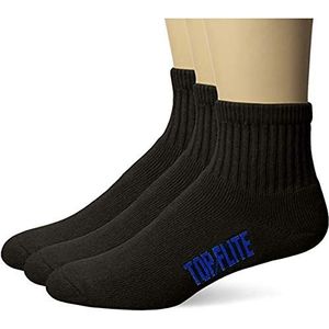 Top Flite Heren Sport Full Cushion Quarter Sokken 3 Paar Pack, Zwart, Shoe Size: 9-13