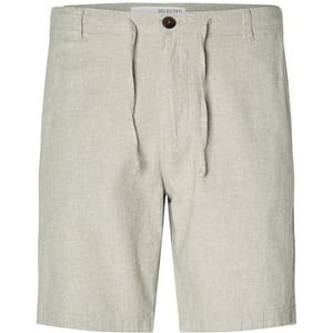 SELECTED HOMME Heren Slhregular-Brody Linen Noos Shorts, Vetiver/Detail:mixed W. Oatmeal, XL