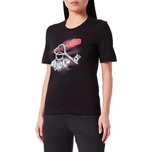 Love Moschino T-shirt voor dames, regular fit, korte mouwen met keys, Discharge print, zwart, 44