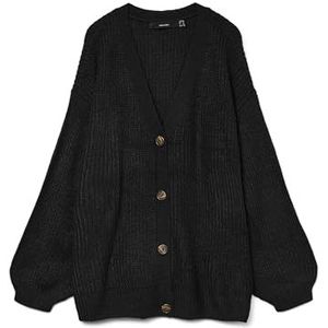 VERO MODA CURVE Vmclea Ls V-hals Cuff Cardigan Cur - Plus Size, zwart, M