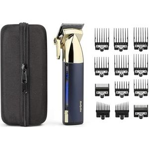 BaByliss Super-X Metalen tondeuse, lithium draadloos, nauwkeurig ontworpen Japanse stalen messen, haarverzorgingsset, cadeaus voor mannen (goud/blauw)