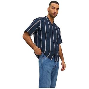 JACK & JONES Heren Hawaii-hemd RDD Relaxed Fit Hawaii-hemd, navy blazer, M