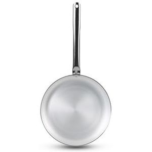 Barazzoni Spa braadpan Ø 32 cm, 99,5% puur aluminium, handgreep van staal, ook geschikt voor inductiekookplaten, Made in Italy