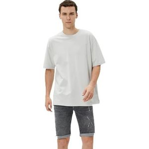 Koton Heren Geribbelde Jean Folded Pocket Detail Buttoned Shorts, grijs (027), 29