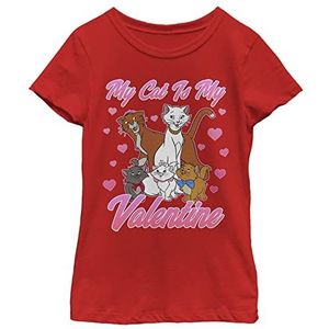 Little, Big Aristocats Valentine Cat Girls T-shirt met korte mouwen, rood, medium, rood, M, Rood, M