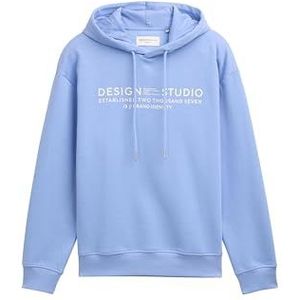 TOM TAILOR DENIM - Sweatshirt - Lichtblauw/Wit - Capuchon met Trekkoord