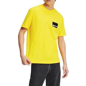 Karl Lagerfeld Jeans, Heren, Regular Korte Mouwen Box Logo Tee, Regular Fit, Geel, L