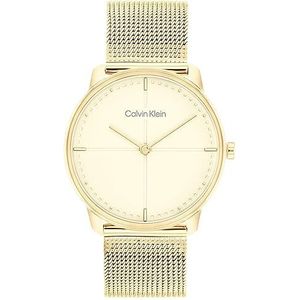 Calvin Klein Analoge quartz horloge voor dames met goudkleurige roestvrijstalen mesh armband - 25200159, Champagne, armband