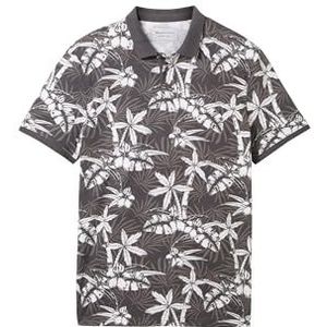 TOM TAILOR Denim Poloshirt voor heren, 35502 - Grijs Wit Tropical Print, L