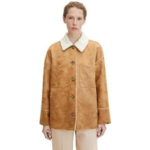 TOM TAILOR Dames Sherling jas 1032510, 27841 - Soft Light Camel, L