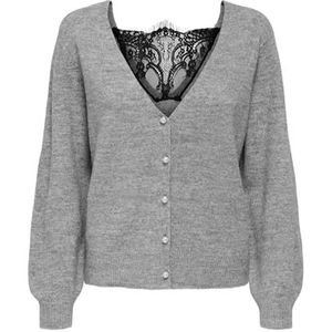 Only - ONLADELE LS LACE MIX REVERS CARDI CC KNT - Vest - Light Grey Melange