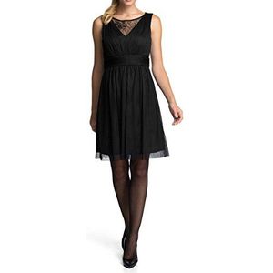 ESPRIT Collection Dames A-lijn jurk zachte tule, zwart (black 001), 40