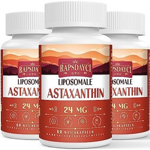 Liposomaal Astaxanthine Supplement 24 mg per portie, Krachtige Antioxidant Formule dan VIT C, oog- en immuunge zondheid Sondersteuning, Superieure Absorptie (180 Count (Pack of 3))