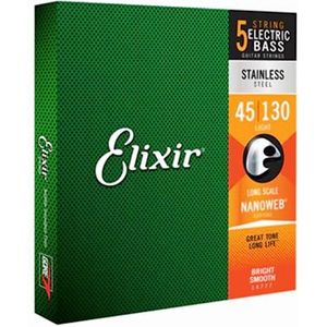 Elixir® Strings roestvrijstalen snaren voor vijfsnarige basgitaar met NANOWEB®-Coating, lange nek, licht (.045-.130)