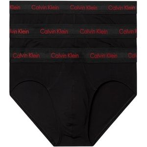 Calvin Klein Heren Hip Slip 3Pk, Zwart W/Pompian Rode Logo's, XXL, Zwart W/Pompian Rode Logo's, XXL
